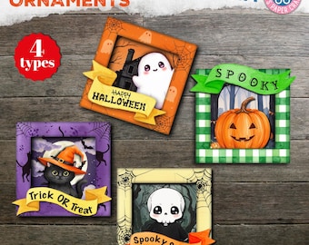 3D Halloween Shadow Box Ornaments, Craft, Decoration, DIY, Halloween Party Boxes, Junk Journal, Pumpkin, Cat Ghost for Halloween, Digital