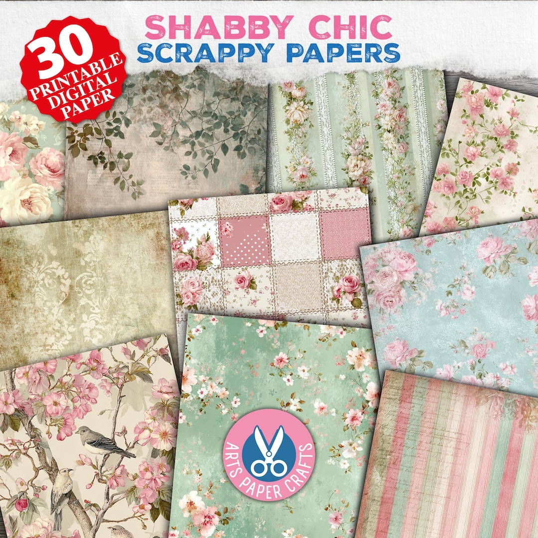 Spring Paper Fill Shabby Floral Scrappy Papers, Spring, Junk Journal, Pages, Filler ...