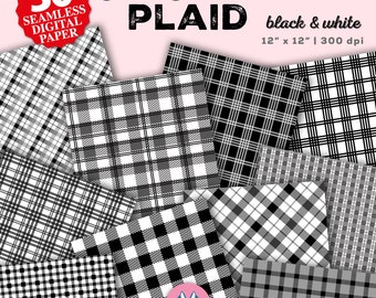 May include: A set of 30 digital paper designs featuring black and white gingham plaid patterns. The papers are 12 inches by 12 inches and 300 dpi.