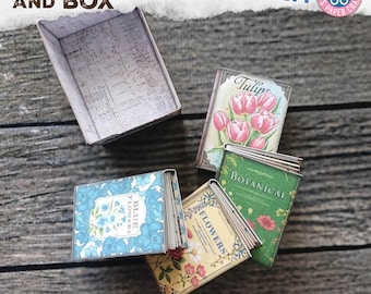 Mini Books Box, Book, Miniature Botanical Book, Botanical Illustration, Shabby, Storage, Junk Journal, Printable, Gift, Digital Download Box