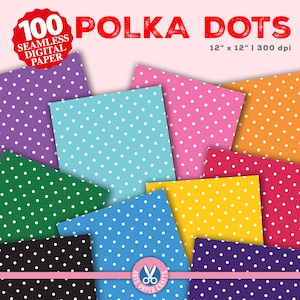 100 Polkadots Digital Papers Set - Rainbow Polkadot Background - Polkadot Seamless Pattern - Instant Download - Polkadot Scrapbook Paper