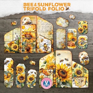 Diario vintage con api, diario shabby chic, diario stampabile, lavoretti di carta, cartella caricata, diario fai da te - Diario girasoli