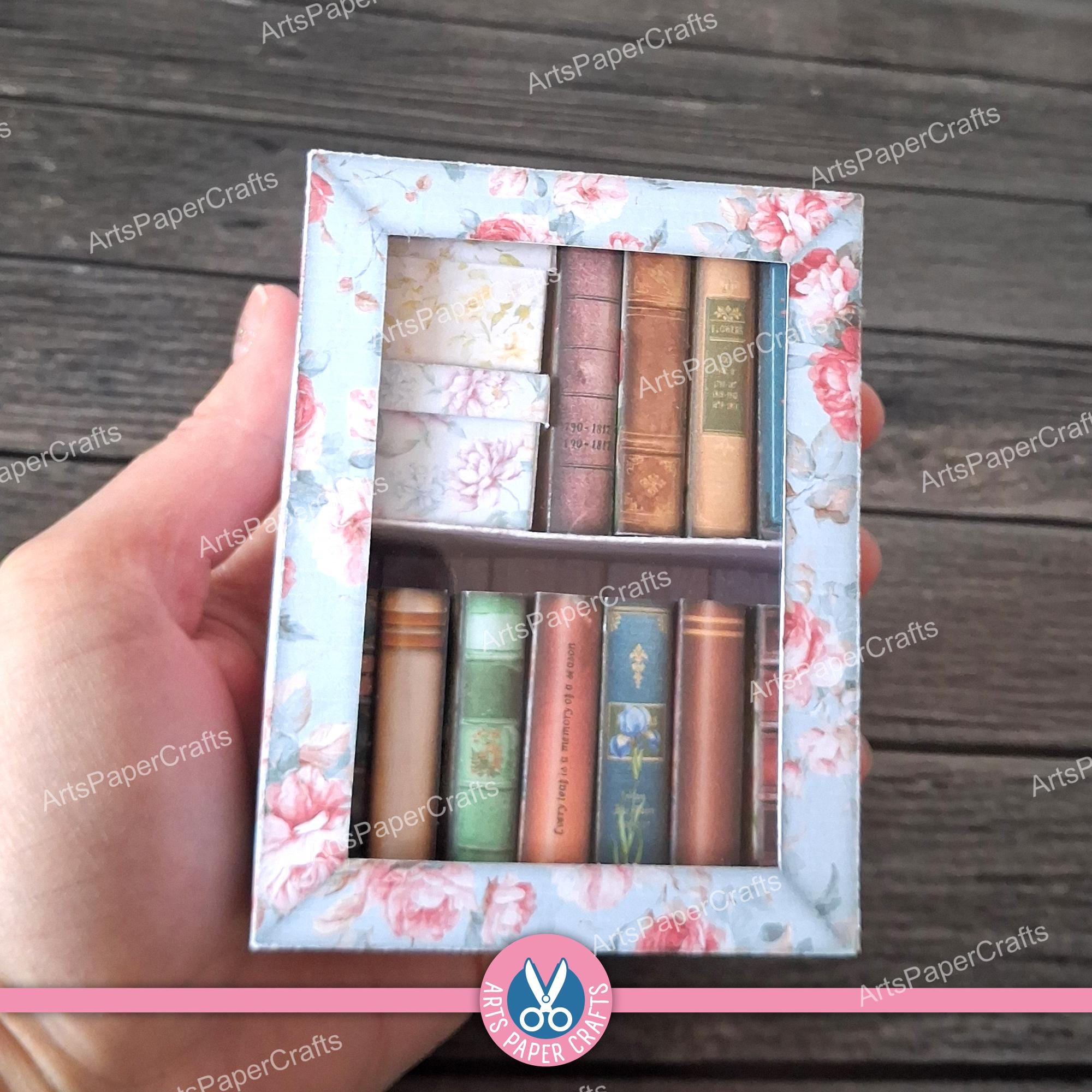 Bookshelf, Boxes, Bookcase, Junk Journal Kit, Roses, Miniature, Floral ...