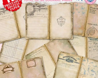 Shabby Lined Junk Journal Double Pages, Junk Journal Pages, Invoice, Old Paper Texture, Digital Ephemera, Old Stained Paper, Blank Notebook