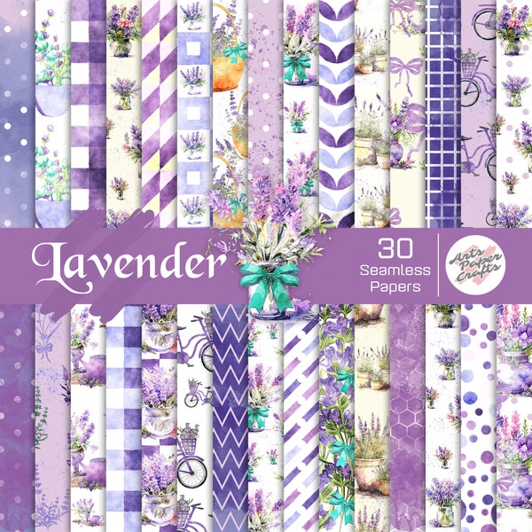 Lavender Digital Papers Set - Lavender Background - Lavender Seamless Pattern - Instant Download - Lavender Scrapbook Paper