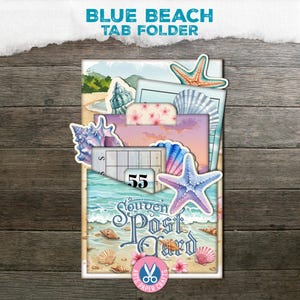 Junk Journal, Kit Sea Summer Folio, Topper per diario, Cartella con linguette, Pagine abbinabili, Tascabile, Oceano, Stampabile, Etichette tascabili, Primavera effimera