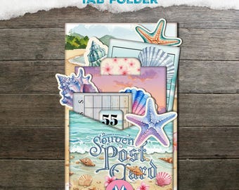 Junk Journal, Sea Summer Folio Kit, Journal Toppers, Tab Folder, Mix and Match Pages, Pocket, Ocean, Printable, Pocket Tags, Ephemera Spring