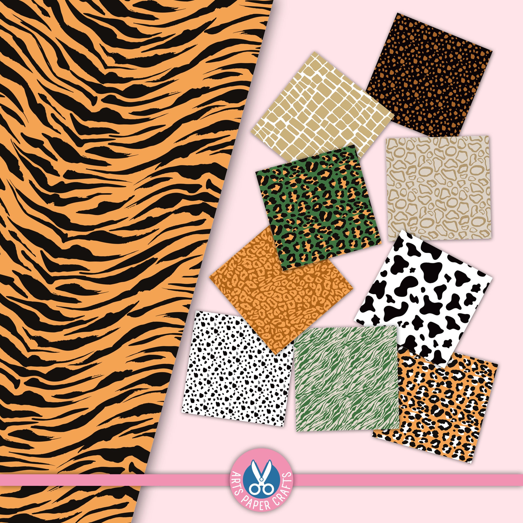 Animal Skin Digital Papers - Safari Background - Animal Print Seamless ...