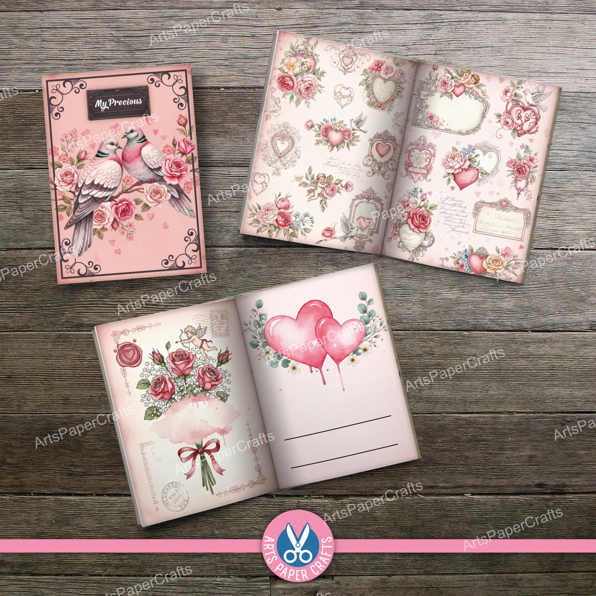 Valentine, Mini Books, Printable, Book, Miniature, Junk Journal ...