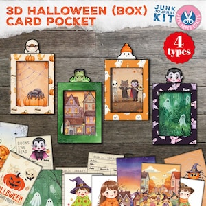 3D ハロウィン ボックス オーナメント、カード ポケット、クラフト デコレーション、DIY、ハロウィン パーティー ボックス、ハロウィン用カボチャ ゴースト、子供向けデジタル ダウンロード