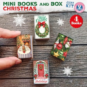 Christmas, Mini Books, Printable Book, Miniature, Junk Journal, Yummy, Digital Download, Ornament, Gift, Tag, Printable, Book Box, Craft Kit
