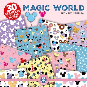 Carta digitale Topolino Magic World - Festa a tema Topolino Magic World - Mondo magico - Sfondo ragazzo o ragazza - Festa del topo - Download istantaneo