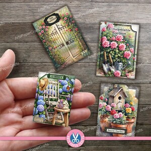 Secret Garden, Mini Books, Printable Book, Miniature, Junk Journal, Flowers, Digital Download, Ornament, Gift, Floral, Book Box, Craft Kit image 4