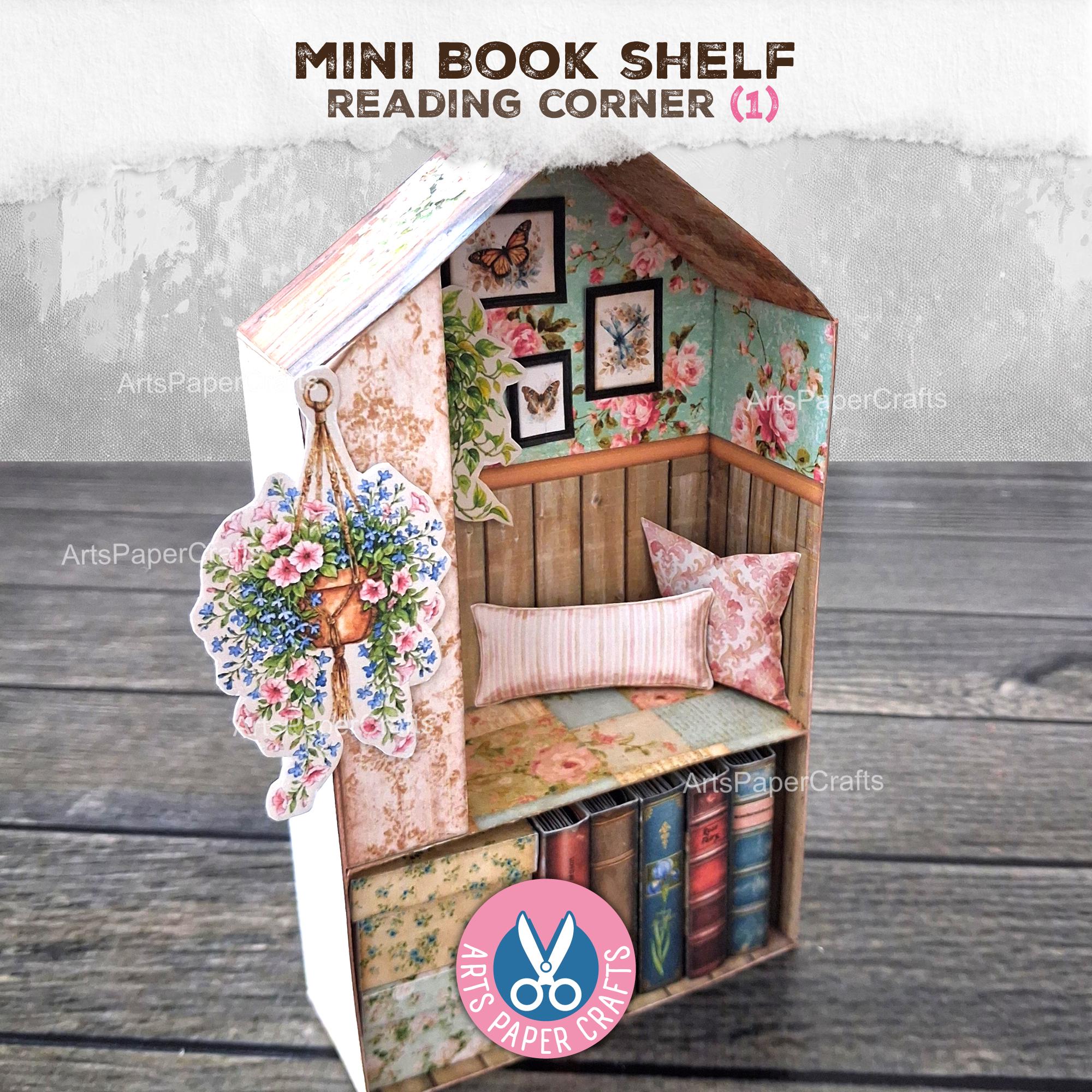 Bookshelf, Bookcase, Junk Journal Kit, Reading Corner, Roses, Miniature ...