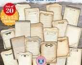 Old Torn Antique Notebook Cards, Lined Cards, Paper, Junk Journal Supplies, Digital Download, Junk Journal Kit, ATC, Printable, Vintage