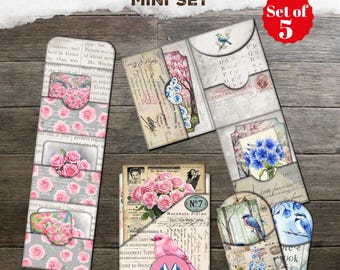 Card Pockets, File Folders, Scrapbook Kit, Junk Journal Kit, Junk Journal Printable, Vintage, Typography, Embellishment, Printable Ephemera