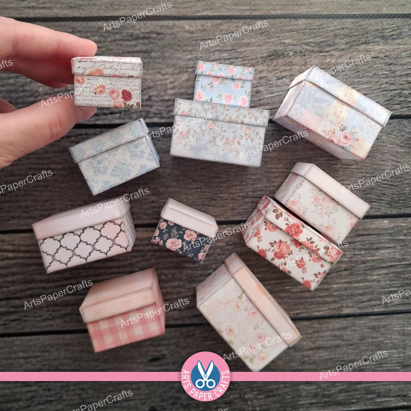 Floral Mini Box, Book, Ornament, Shabby, Miniature, Junk Journal, Boxes ...