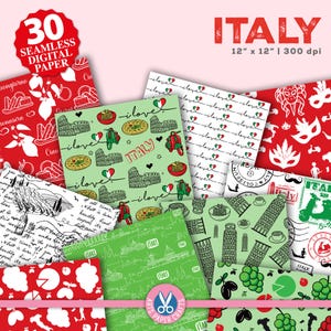 Italië Digital Papers Set - Italië achtergrond - Italië naadloos patroon - Instant Download - Italië plakboek - reispapieren