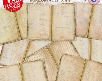 Junk Journal Pages, Old Ledgers, Ledger Neutral, Masculine, Regular, Letter Size, Papers, Printable, Digital Download, Old Ledger Paper Pack