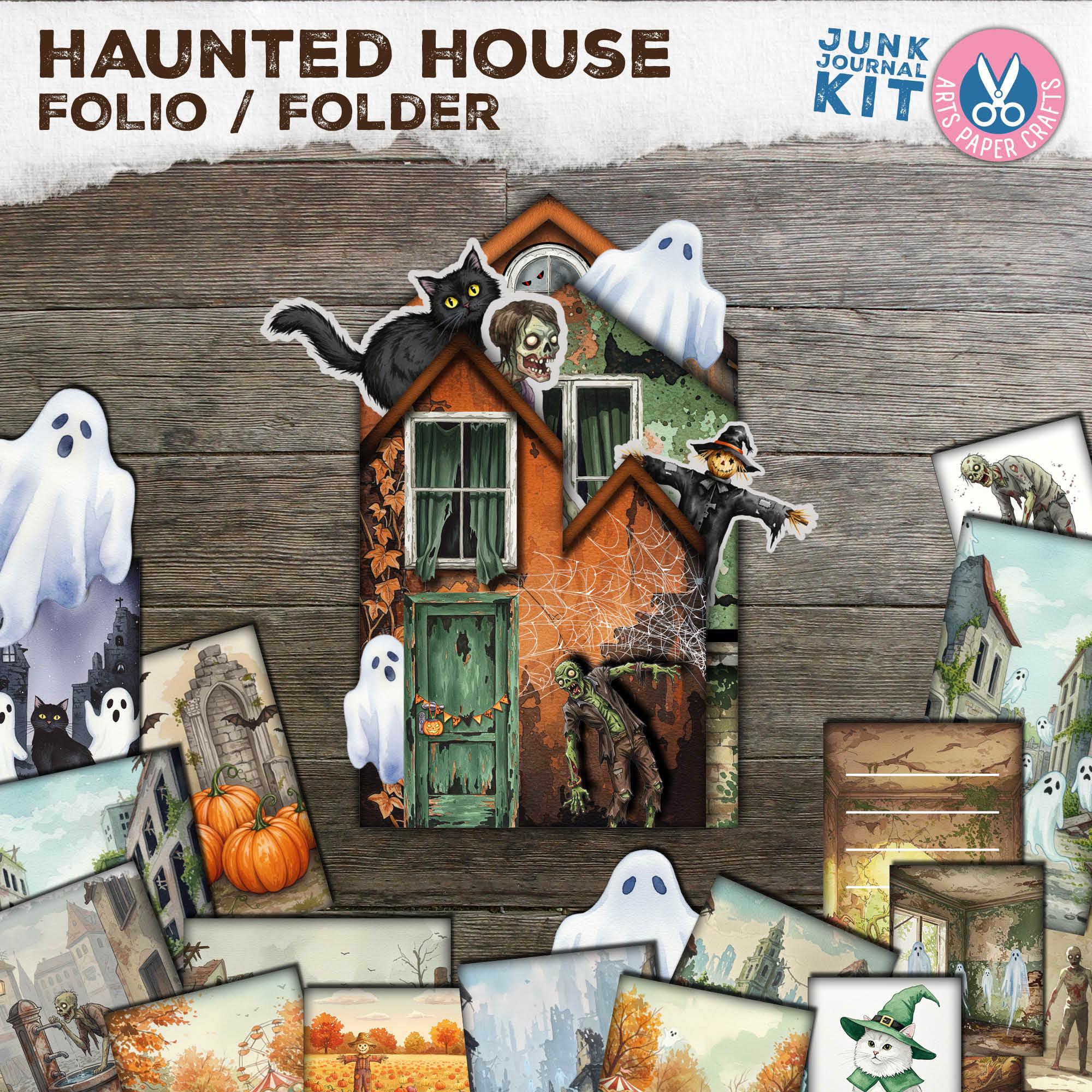 Halloween Junk Journal Folio Folder, Haunted House Album, Printable, Digital Download, Spooky, Digital Download, Ghost Zombies, Ideas, Gift