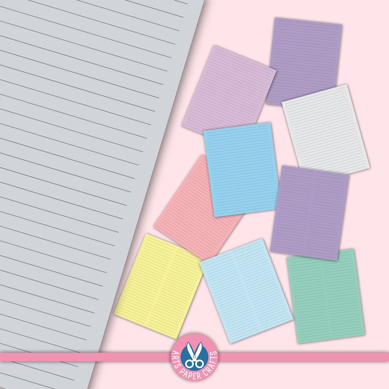 100 Notebook Papers - 5 Different Papers 20 Colors Each Digital Papers ...