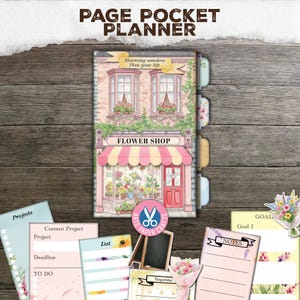 Flower Shop Planner Junk Journal Kit, Page Pockets, Tab Folder, My First Planting, Easy Gift Idea, Printable Digital Download, Goals, Folio