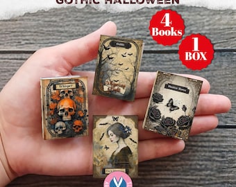 Gothic Halloween, Mini Books, Printable, Miniature, Junk Journal, Potions, Digital Download, Ornament, Gift, Tag, Book Box, Witch, Grimoire