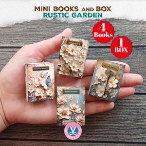Rustic Pages, Secret Garden, Mini Books, Printable, Miniature, Junk Journal, Flowers, Digital Download, Ornament, Gift, Book Box, Craft Kit