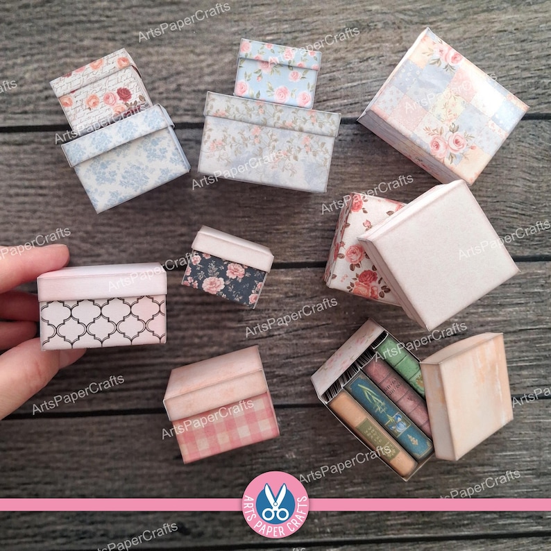 Floral Mini Box, Book, Ornament, Shabby, Miniature, Junk Journal, Boxes ...