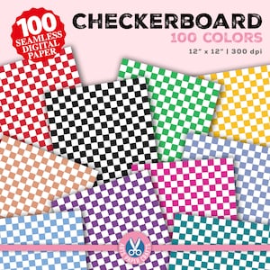 100 papiers numériques en damier - damier de fond - damier sans couture - papier de scrapbooking quadrillé - usage commercial
