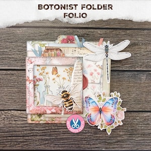 Diario basura, Páginas de diario de hierbas, Carpeta folio botánica, Abeja, Mariposa, Botánico, Bolsillo para páginas, Kit de diario basura botánico desgastado, Plantas