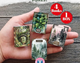 Alter Wald Mini Bücher, Miniatur Waldbuch, shabby, Natur, Junk Journal, Geschenk, digitaler Download, Box zum ausdrucken, Bastelset, Bäume