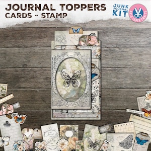 Diário de lixo, Toppers de diário, Borboleta, Pasta com aba, Fólio, Pasta, Capa de diário, Vintage, Etiquetas de bolso, Download digital, Imprimível