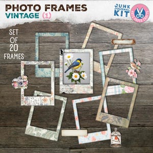 Junkjournaal, vintage fotolijsten, kit, vintage, scrapbooking, neutrale vintage fotolijsten, foto, afdrukbaar, digitale download, ambachtelijk