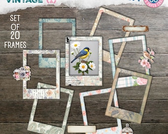 Junk Journal, Vintage Photo Frames, Kit, Vintage, Scrapbooking, Neutral Vintage Photo Frames, Photograph, Printable, Digital Download, Craft