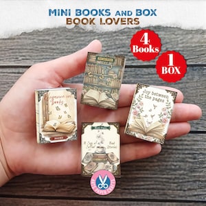Mini Books, Book Lovers, Shabby, Junk Journal, Digital Download, Printable, Book, Box, Tea, Coffee, Vintage, Gift, Birds, Butterfly, Pages