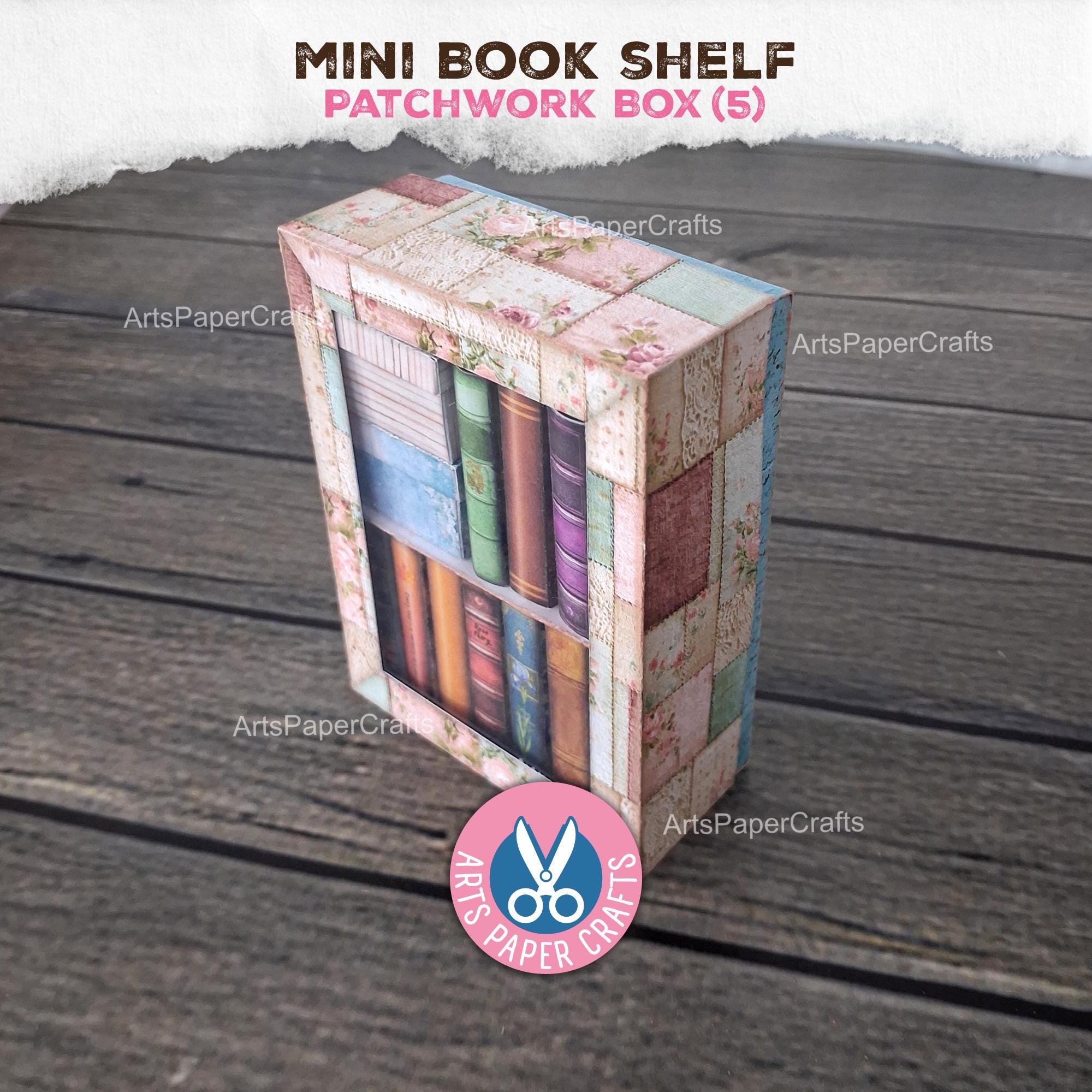 Patchwork Bookshelf, Boxes, Bookcase, Junk Journal Kit, Miniature ...