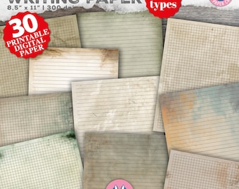 Lined Junk Journal Signature Pages, Old Paper Texture, Grid, Vintage, Grunge, Antique Papers, Printable, Digital Paper, Distressed Texture