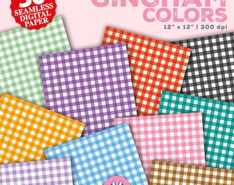 Papeles digitales de cuadros vichy, fondo de cuadros vichy, estampado sin costuras, descarga instantánea, papel de scrapbooking de cuadros vichy, uso comercial, diario basura, regalo