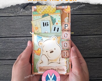 Winnie The Pooh, Page Pocket, Junk Journal, Folio, Ticket, Folder, Children's Papers, Printable, Digital Download, Embellishments, Envelopes
