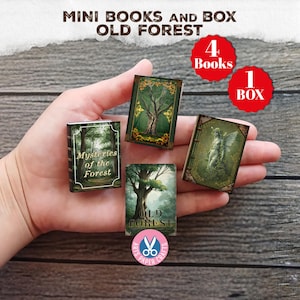 Alter Wald Mini Bücher, Miniatur Waldbuch, Dunkler Wald Illustration, Shabby, Natur, Junk Journal, Geschenk, Digital Download Box, Bücher