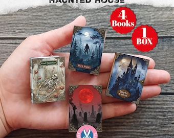 Spukhaus, Gothic-Halloween, Minibücher, Druckvorlage, Miniatur, Junk Journal, Digitaler Download, Dekoration, Geschenk, Buchbox, Geist, Werwolf