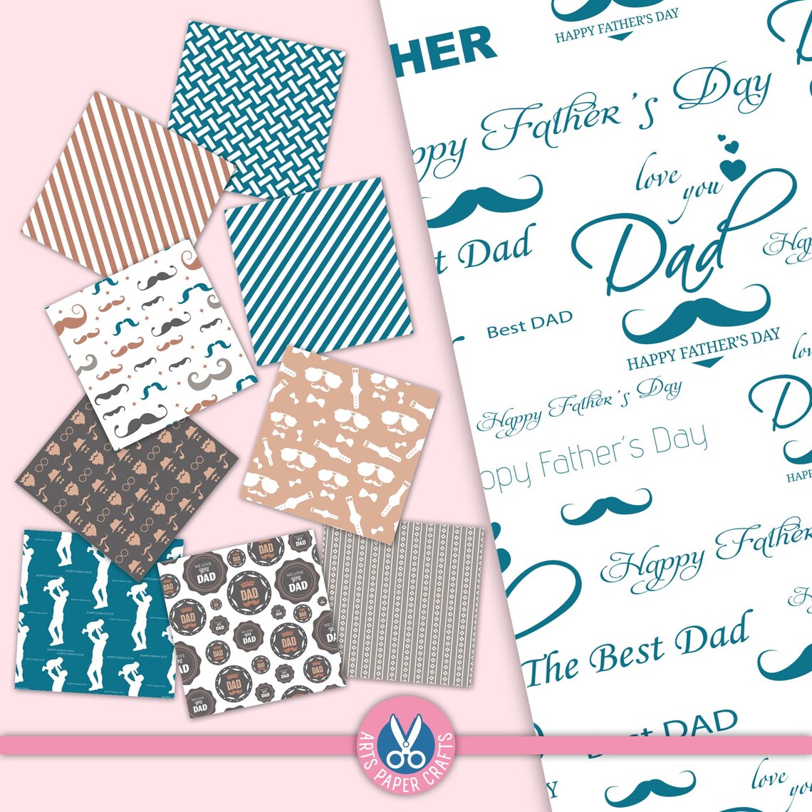 Father Day Digital Papers - the Best Dad Background - Father Seamless ...