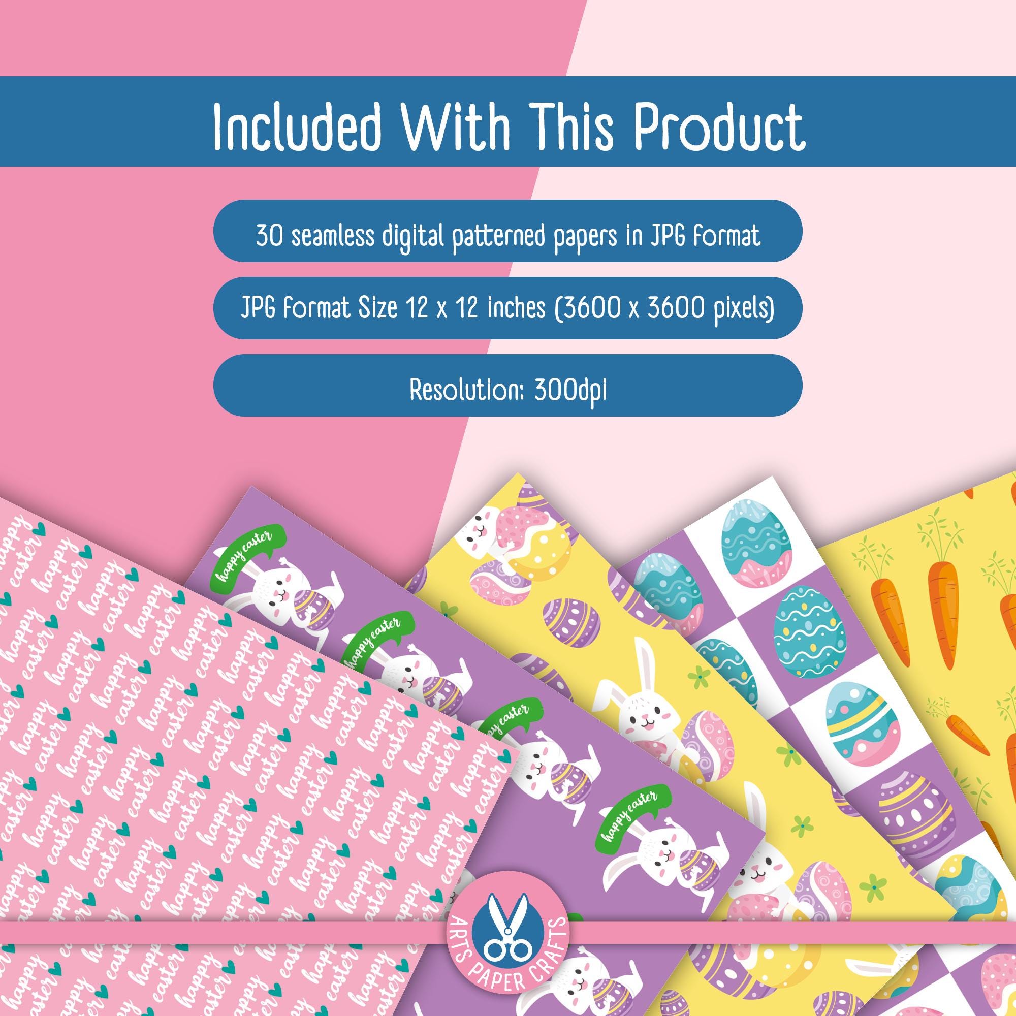 Happy Easter Seamless Digital Paper - Egg Bunny Background - Easter ...