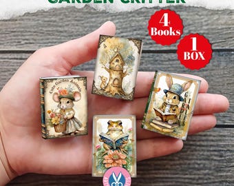 Miniatures bestioles du jardin, boîte, livre, miniature, animaux, minable, rangement, journal indésirable, imprimable, cadeau, téléchargement numérique, bois