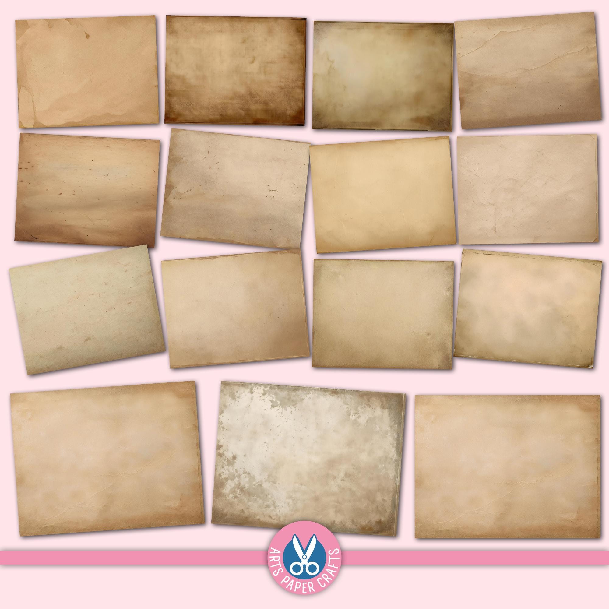 Coffee & Script Papers, Old Paper, Junk Journal, Neutral, Brown,dyed ...