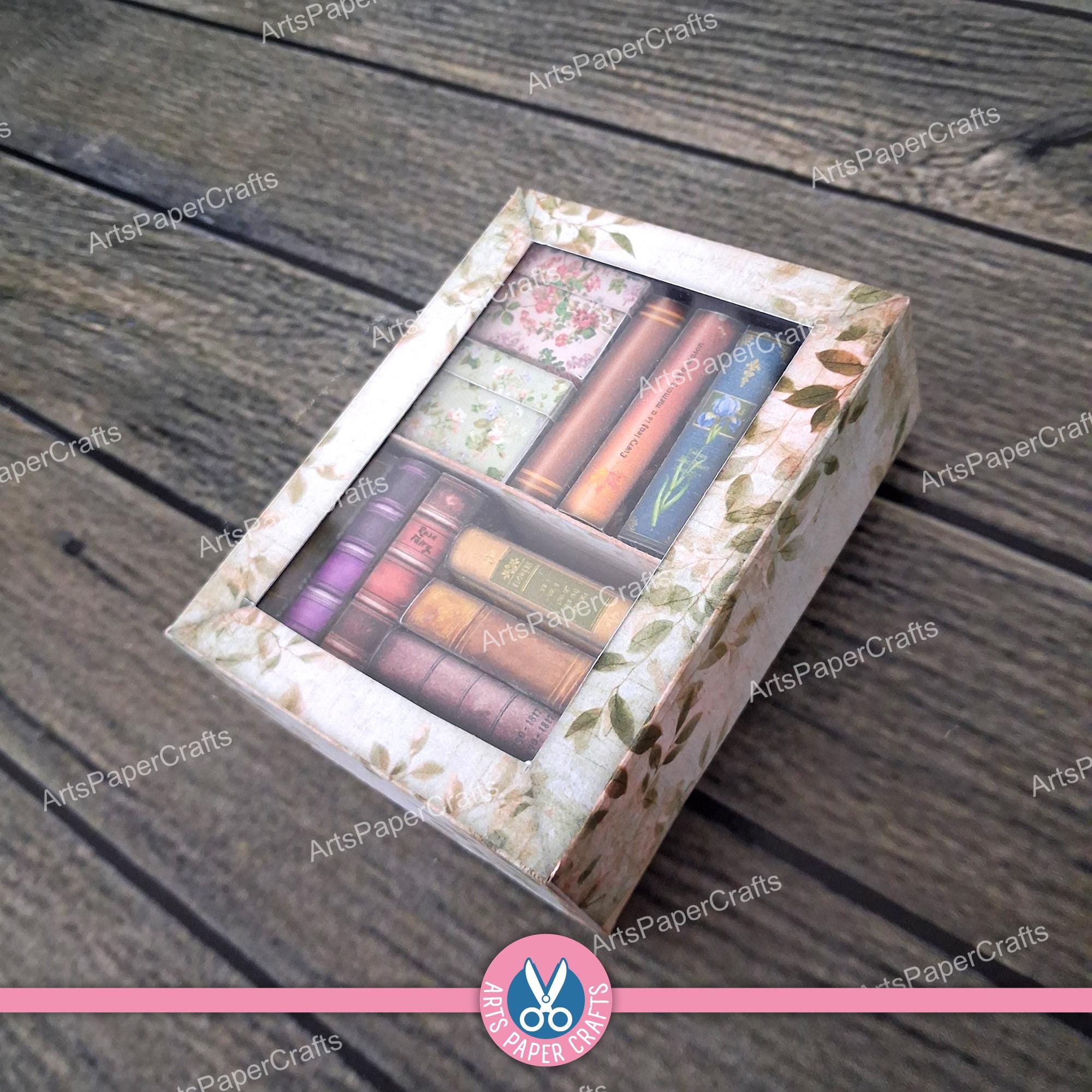 Bookshelf, Boxes, Bookcase, Junk Journal Kit, Ivy, Miniature, Floral ...