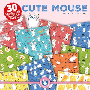 Ensemble de papiers numériques souris mignonne - fond de souris mignonnes - modèle sans couture de souris - téléchargement immédiat - papier de scrapbooking souris - usage Commercial