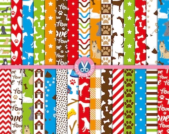 Dogs Digital Paper, Dogs Background, Dogs Scrapbook Papers, Dogs Party Papers, Instant Download, Animals, Seamless Pattern