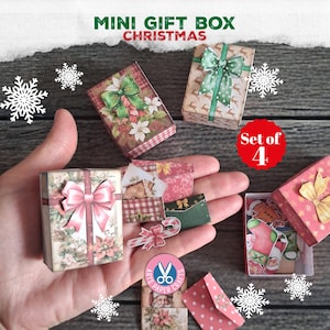 Weihnachtliche Geschenk Box, Mini Folio, Mini Umschläge, Ornament, Miniatur, Boxen, Junk Journal, Printable, Craft Kit, digitaler Download, wählerische Schnittmuster